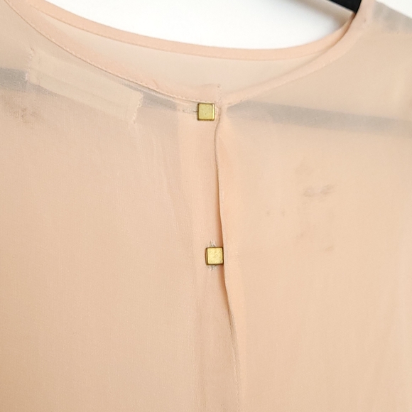 Vintage Urban Outfitters long-sleeved sheer peach ruffle blouse - Picture 7 of 12